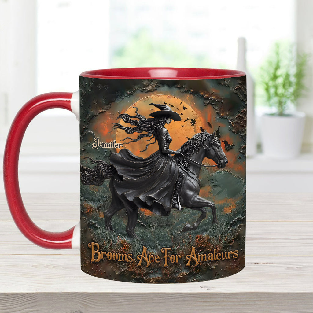 Brooms Are For Amateurs - Personalized Horse Accent Mug