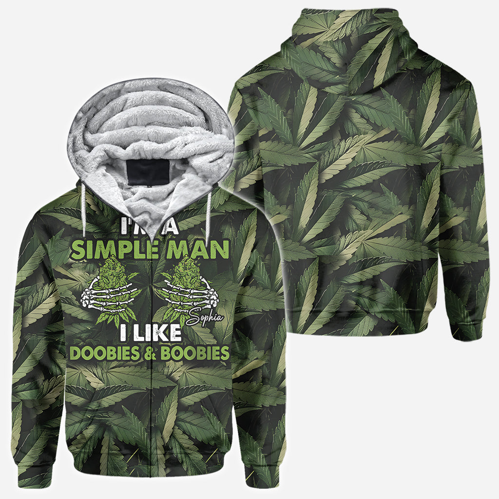 I'm A Simple Man I Like Doobies & Boobies - Personalized Weed All Over Shirt