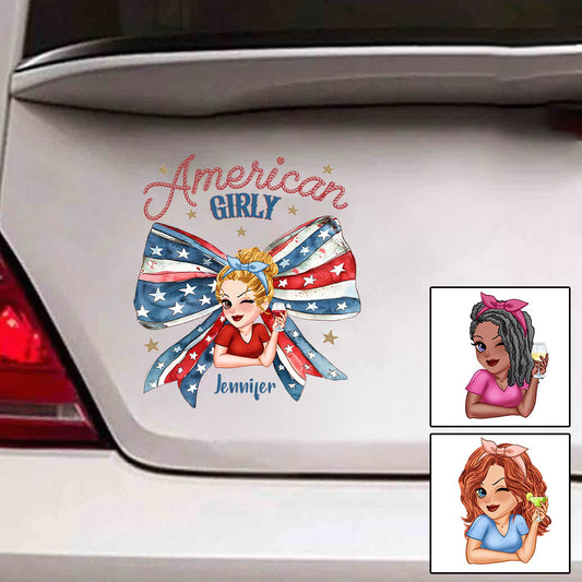 Coquette American Girl - Personalized Independence Day/ 4th of July Decal Full