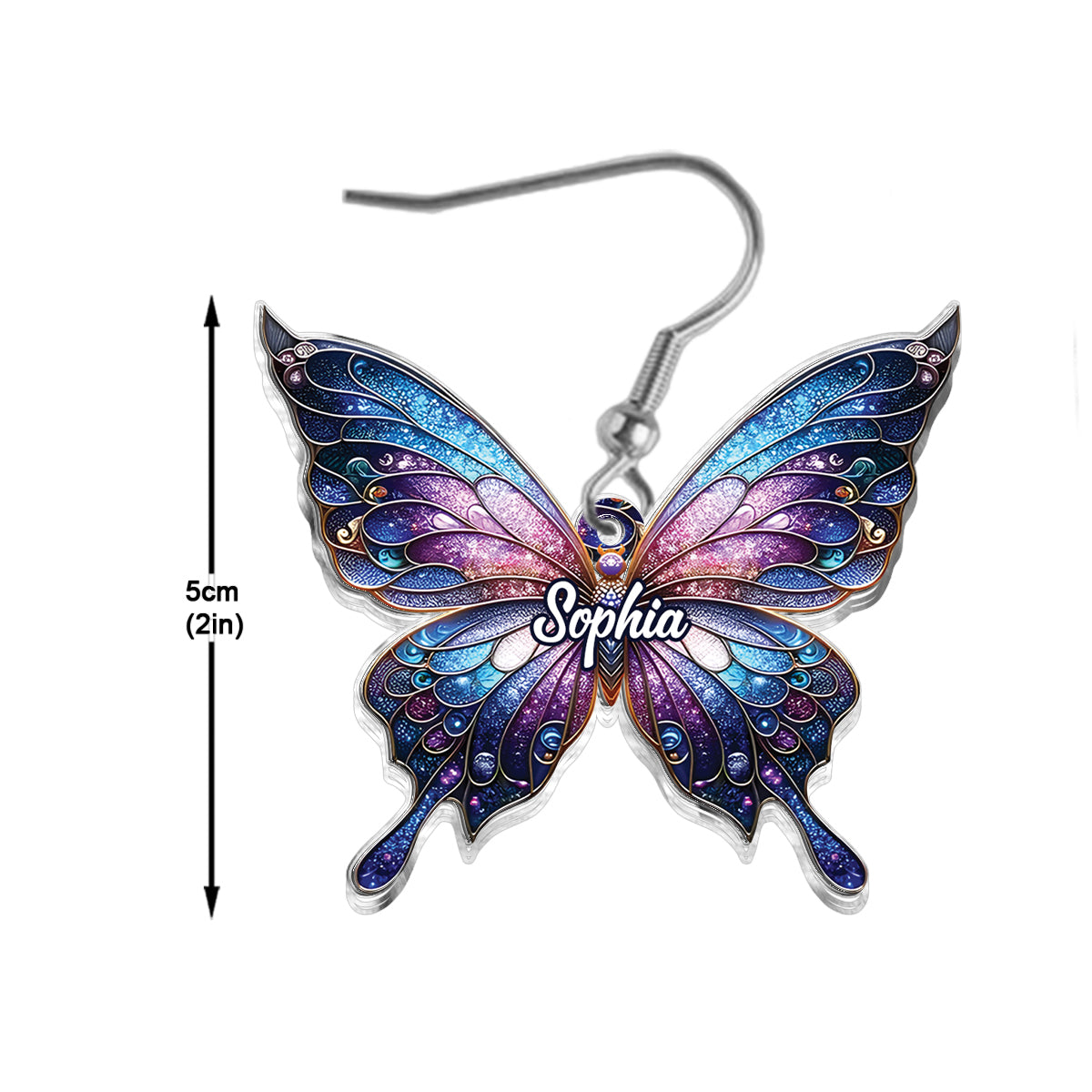 Stunning Purple - Personalized Butterfly Earrings