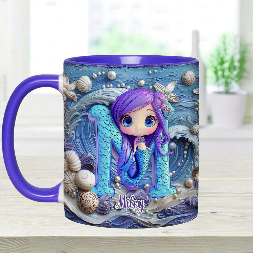 Beautiful Mermaid Letter - Personalized Kid Accent Mug
