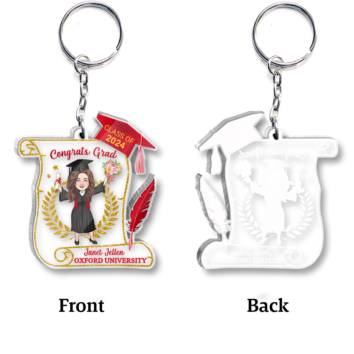 Congratulation Grad - Personalized Graduation Transparent Keychain