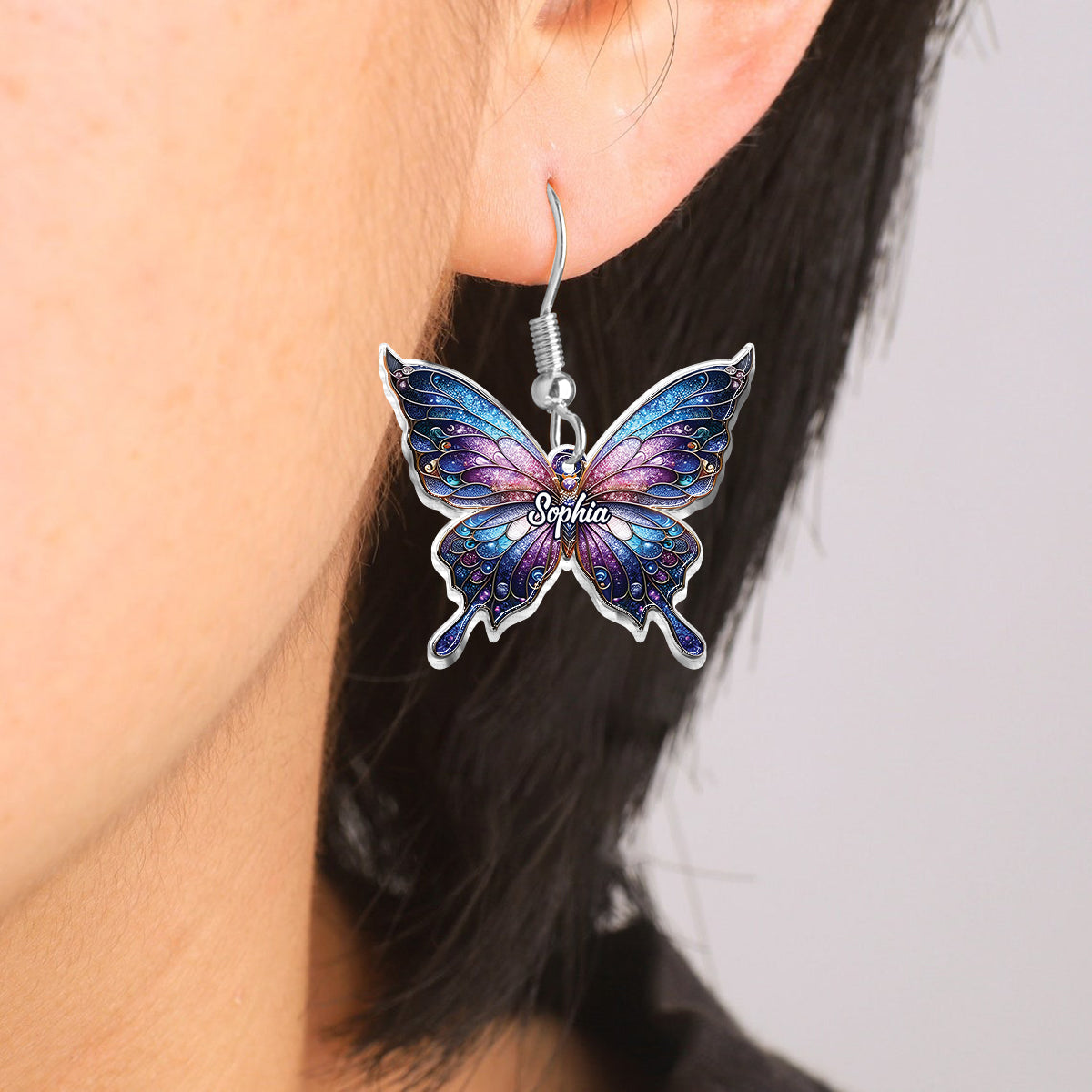 Stunning Purple - Personalized Butterfly Earrings