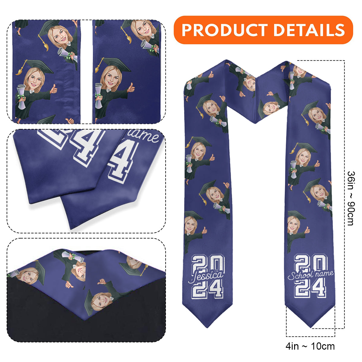 Caricature Funny Character - Personalized Graduation Graduation Stole