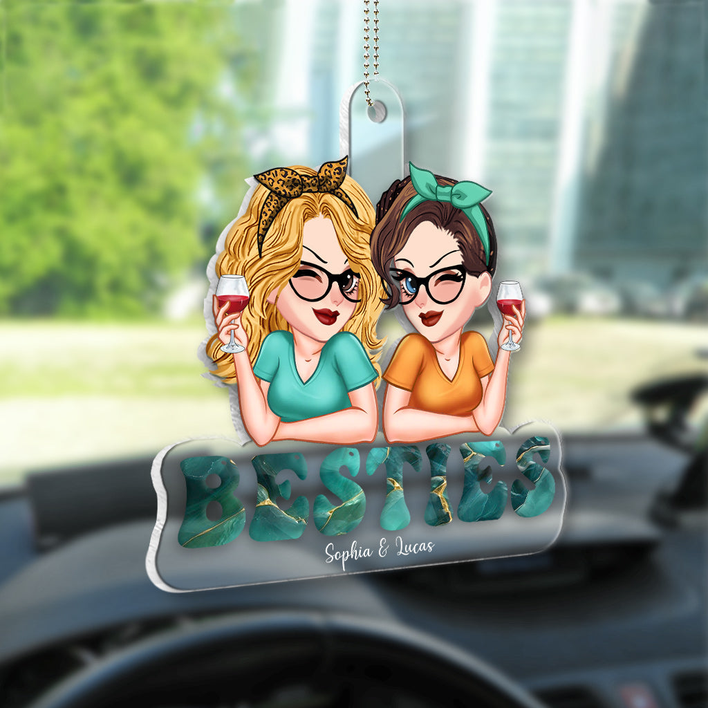 Besties Forever - Personalized Bestie Custom Shaped Car Ornament