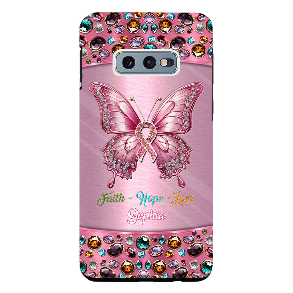 Hope For A Cure - Personalized Breast Cancer Awareness Clear Phone Case