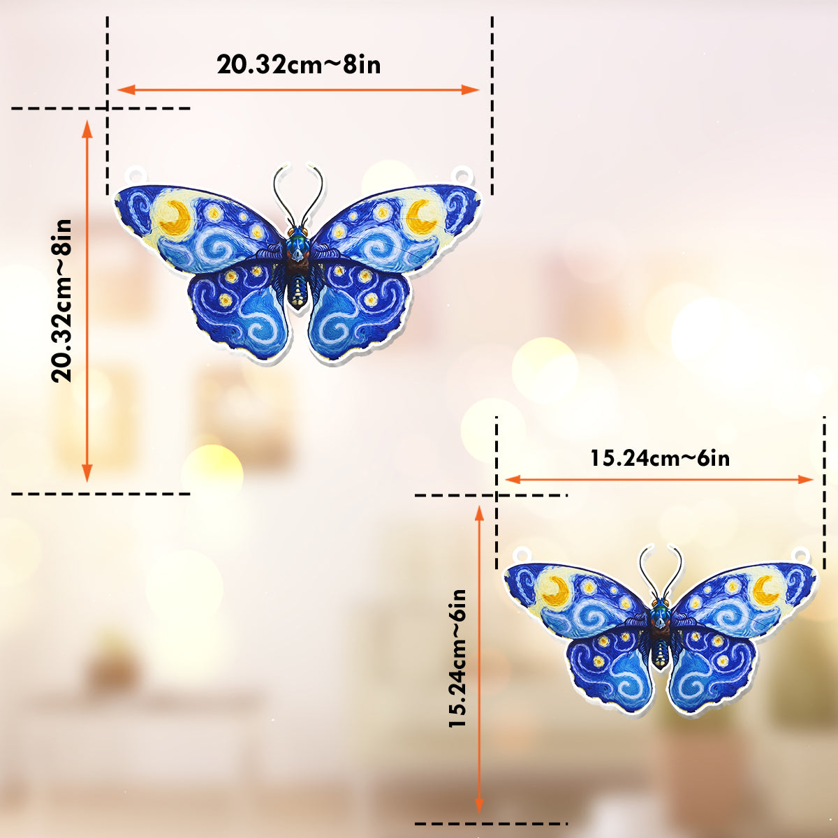 Van Gogh Starry Night Butterfly - Butterfly Window Hanging Suncatcher Ornament