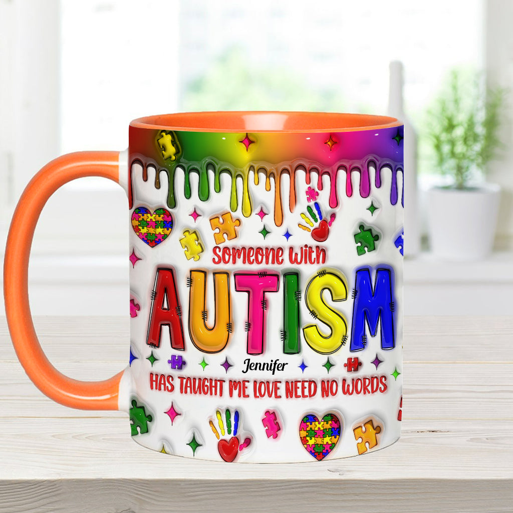 Love Need No Words - Personalized Autism Awareness Accent Mug