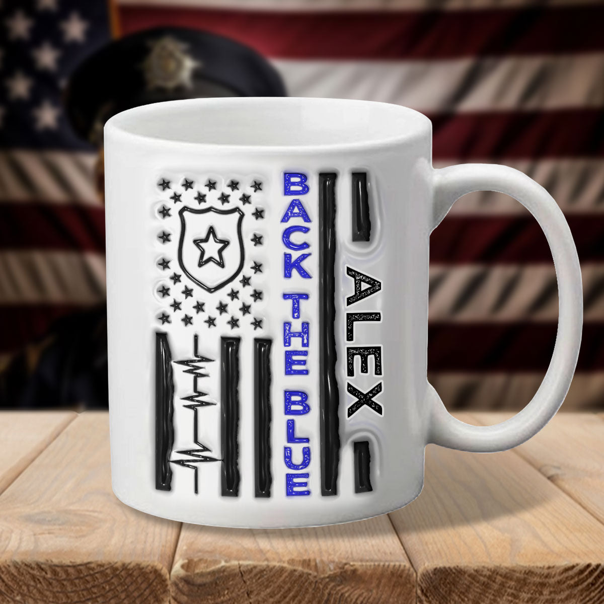 Police Officer Back The Blue Patriotic 4th July - Personalized Police Officer Mug