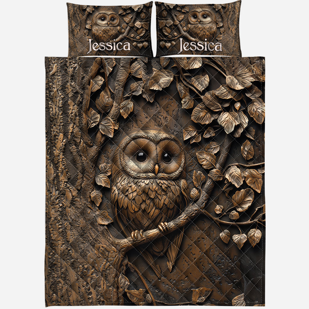 Stunning Owl - Personalized Owl Quilt Set