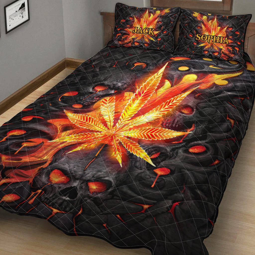 420 Lava Skull - Personalized Weed Quilt Set