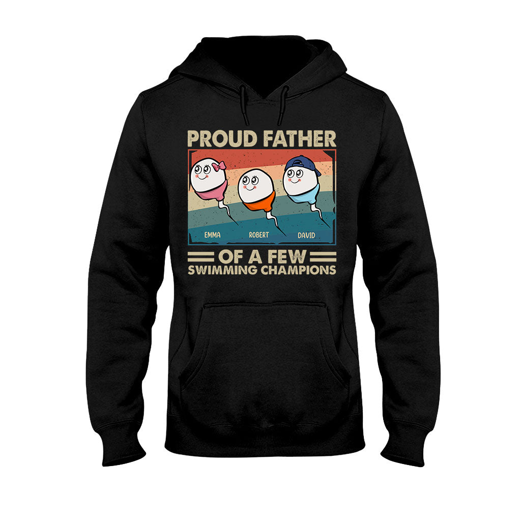 Proud Father Mother Of A Few Swimming Champions - Personalized Father T-shirt And Hoodie