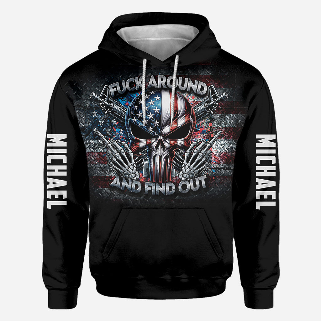 Protected by Fck Around and Find out Surveillance - Personalized Skull All Over Shirt