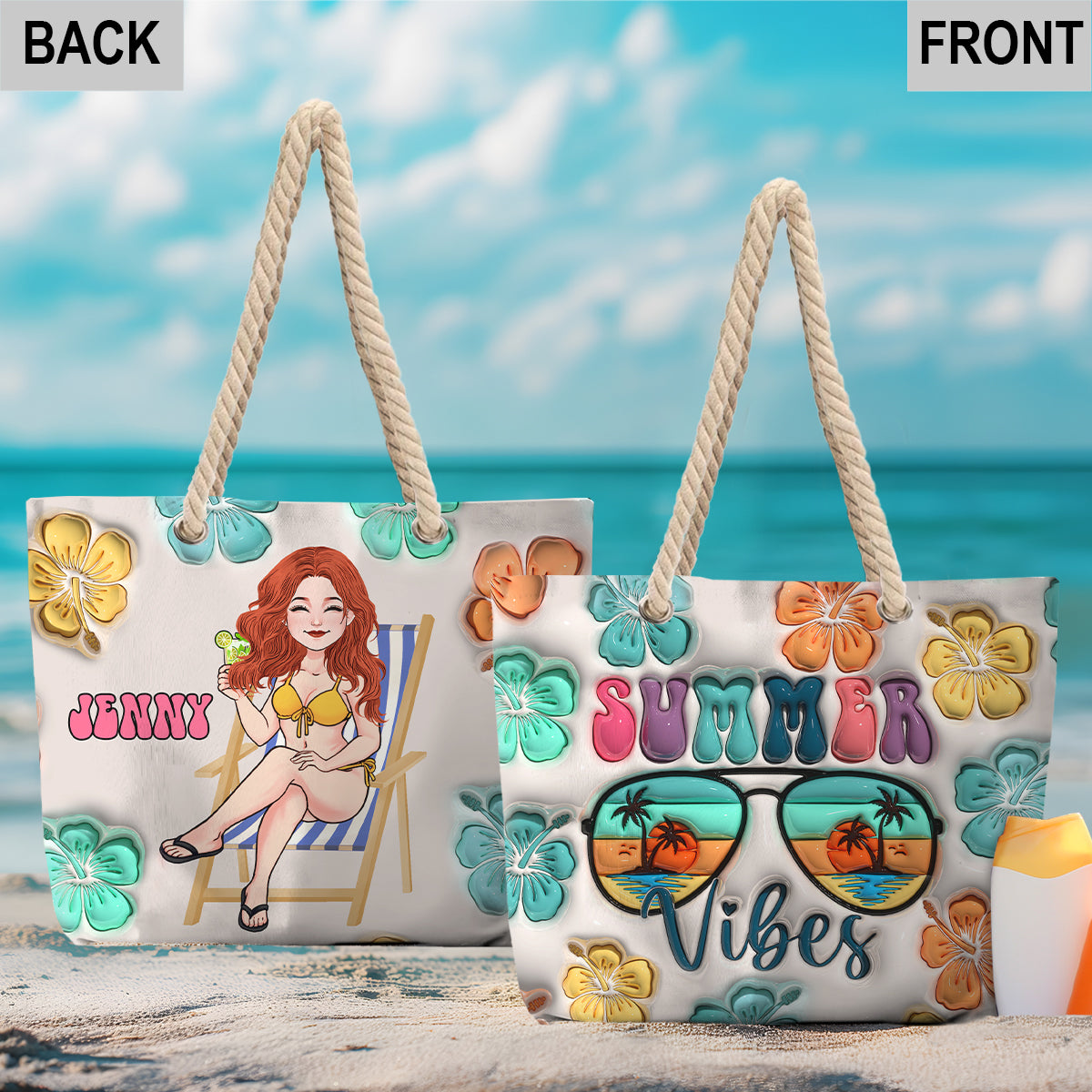 Summer Vibes - Personalized Sea Lover Beach Bag