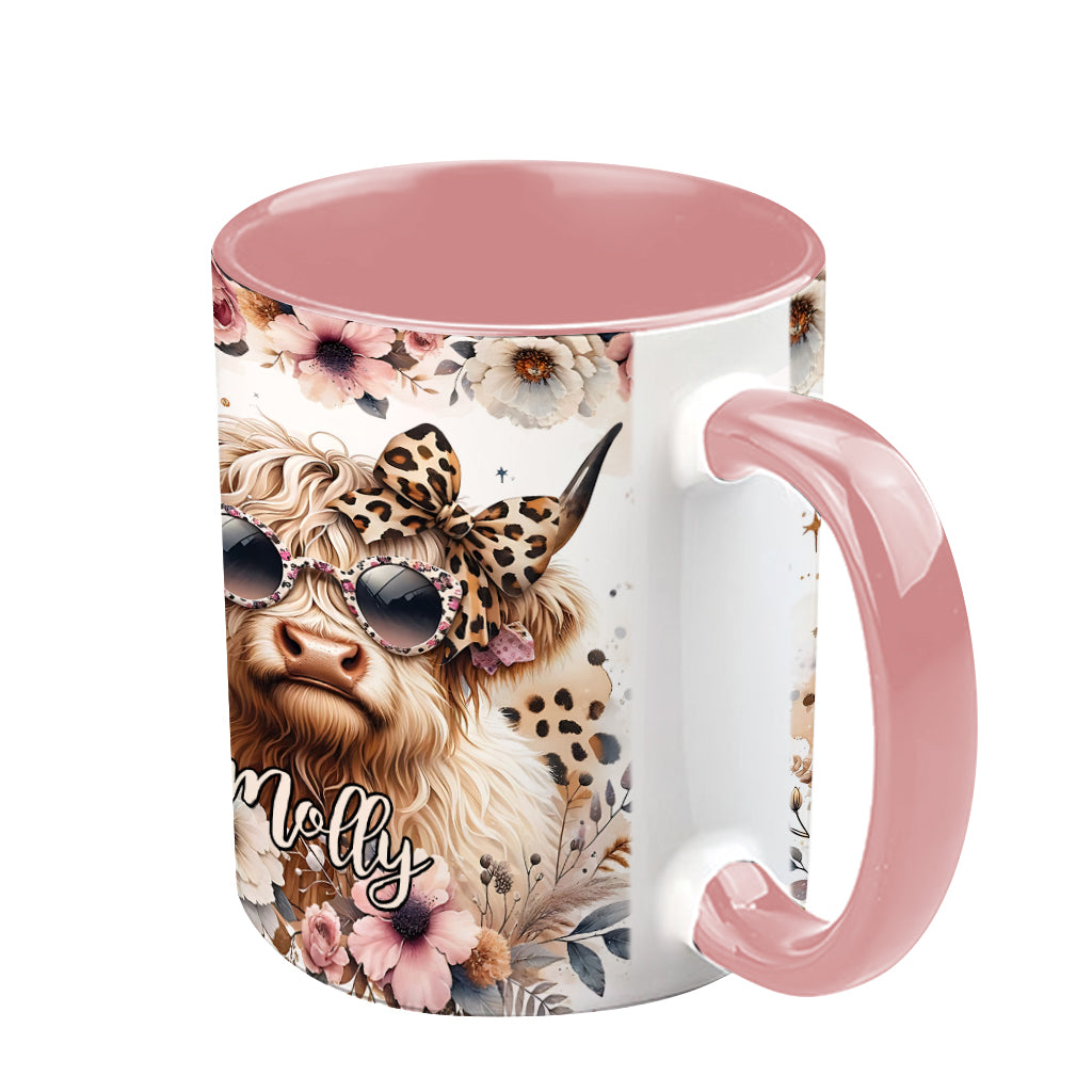 Cool Cow With Leopard Glasses - Personalized Accent Mug