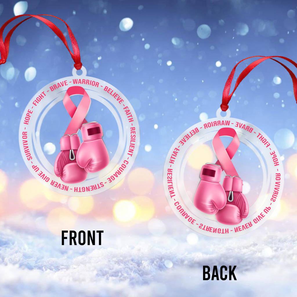 Hope Fight Brave - Breast Cancer Awareness Transparent Ornament