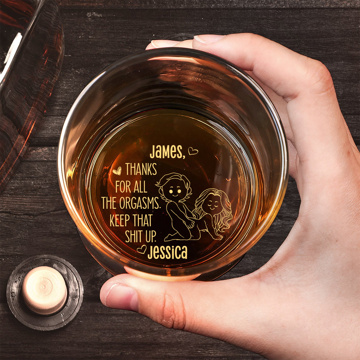 Thanks For Alls Orgasm - Personalized Couple Engraved Whiskey Glass