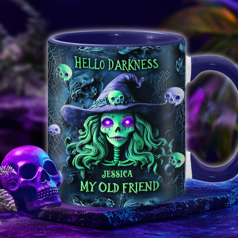 Hello Darkness My Old Friend - Personalized Witch Accent Mug