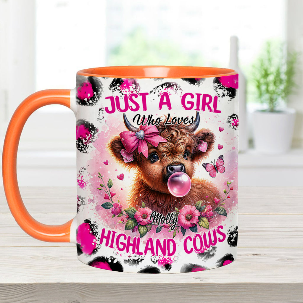 Cute Pink Highland Cow - Personalized Accent Mug