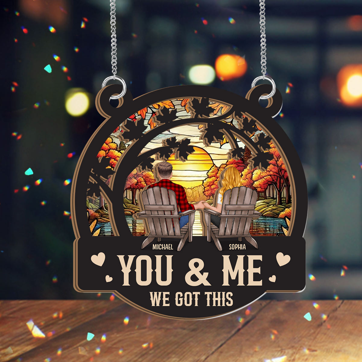 We Got This Autumn Fall For You - Personalized Couple 2 Layered Window Hanging Suncatcher