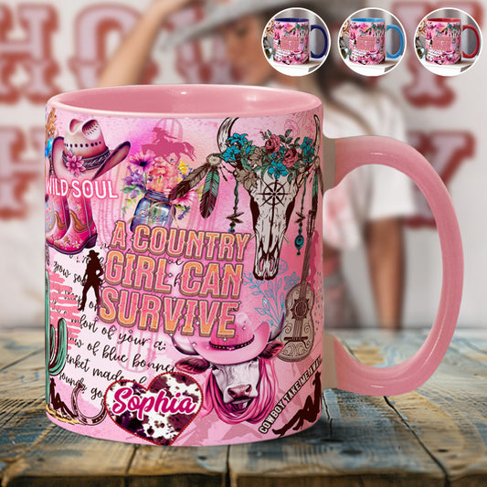 A Country Girl Can Survive - Personalized Country Girl Accent Mug