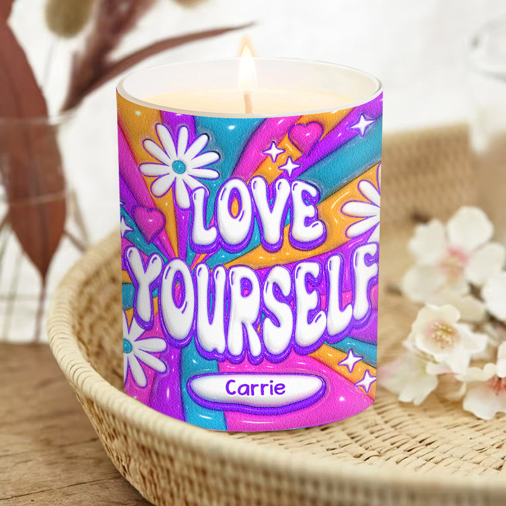 Love Yourself - Personalized Candle With Wooden Lid