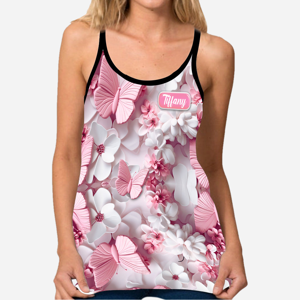 Wonderful Butterflies - Personalized Butterfly Cross Tank Top