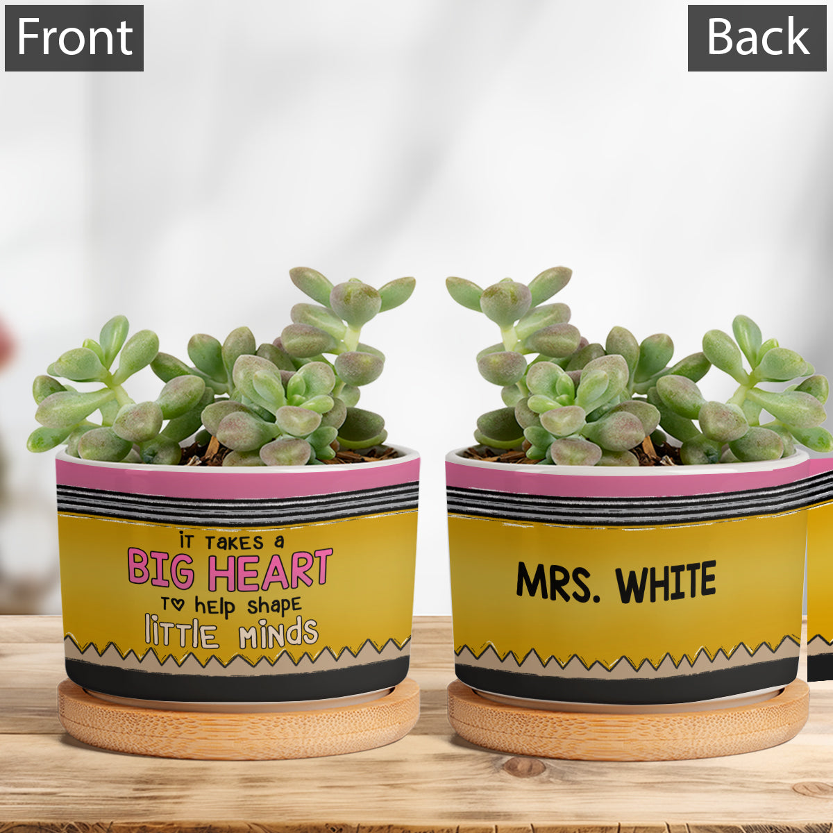 It Takes A Big Heart To Help Shape Little Minds Pencil - Personalized Teacher Ceramic Plant Pot