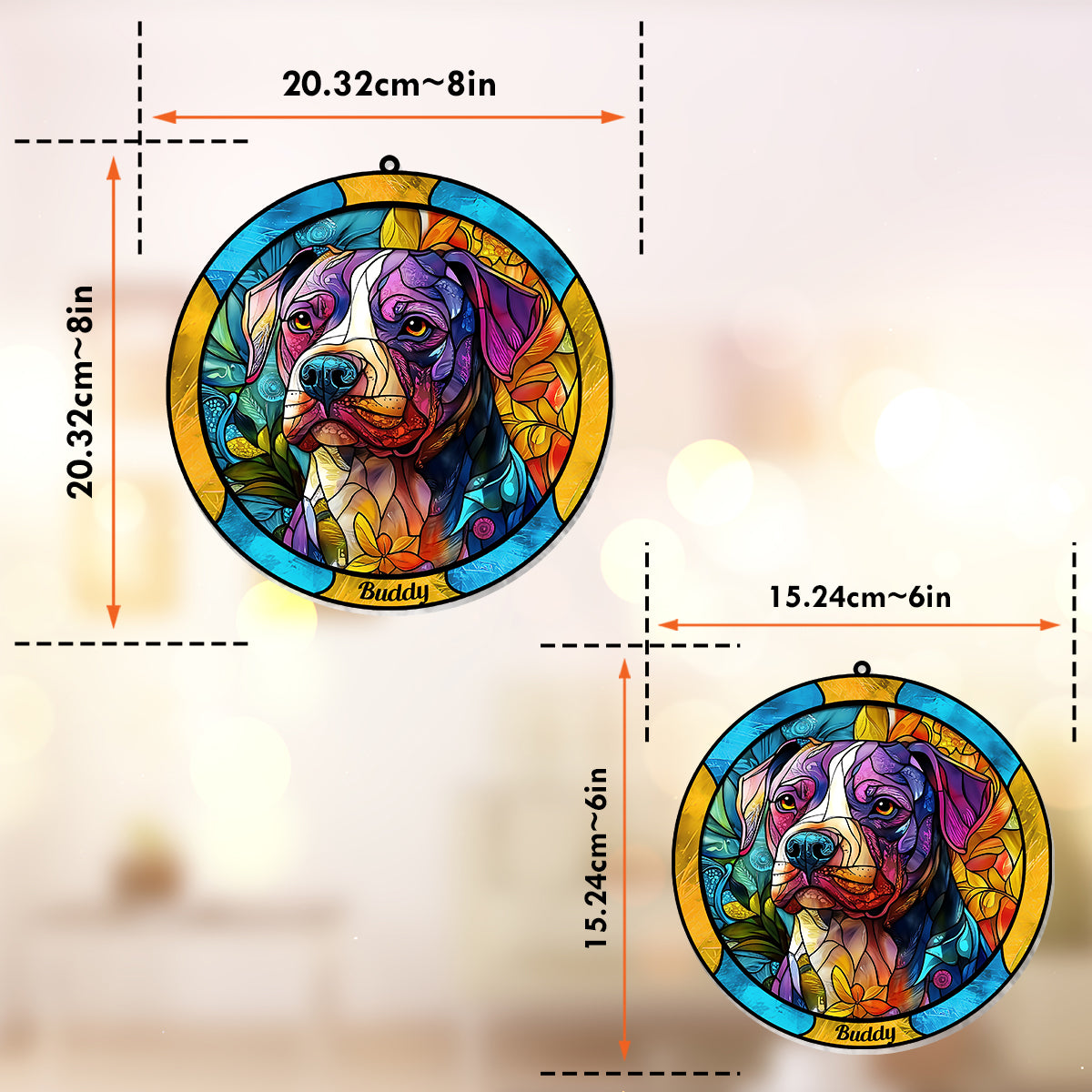 Cute Dog - Personalized Dog Window Hanging Suncatcher Ornament