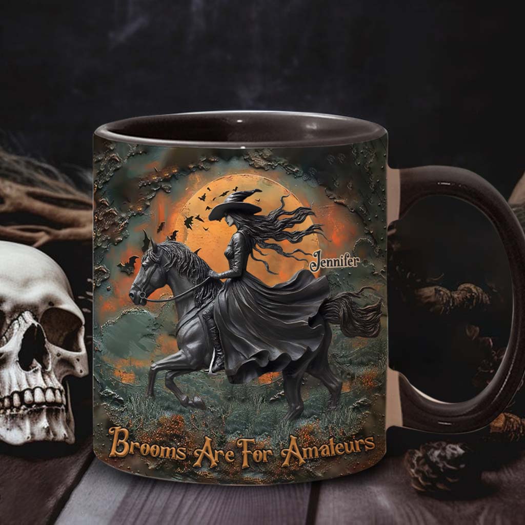 Brooms Are For Amateurs - Personalized Horse Accent Mug