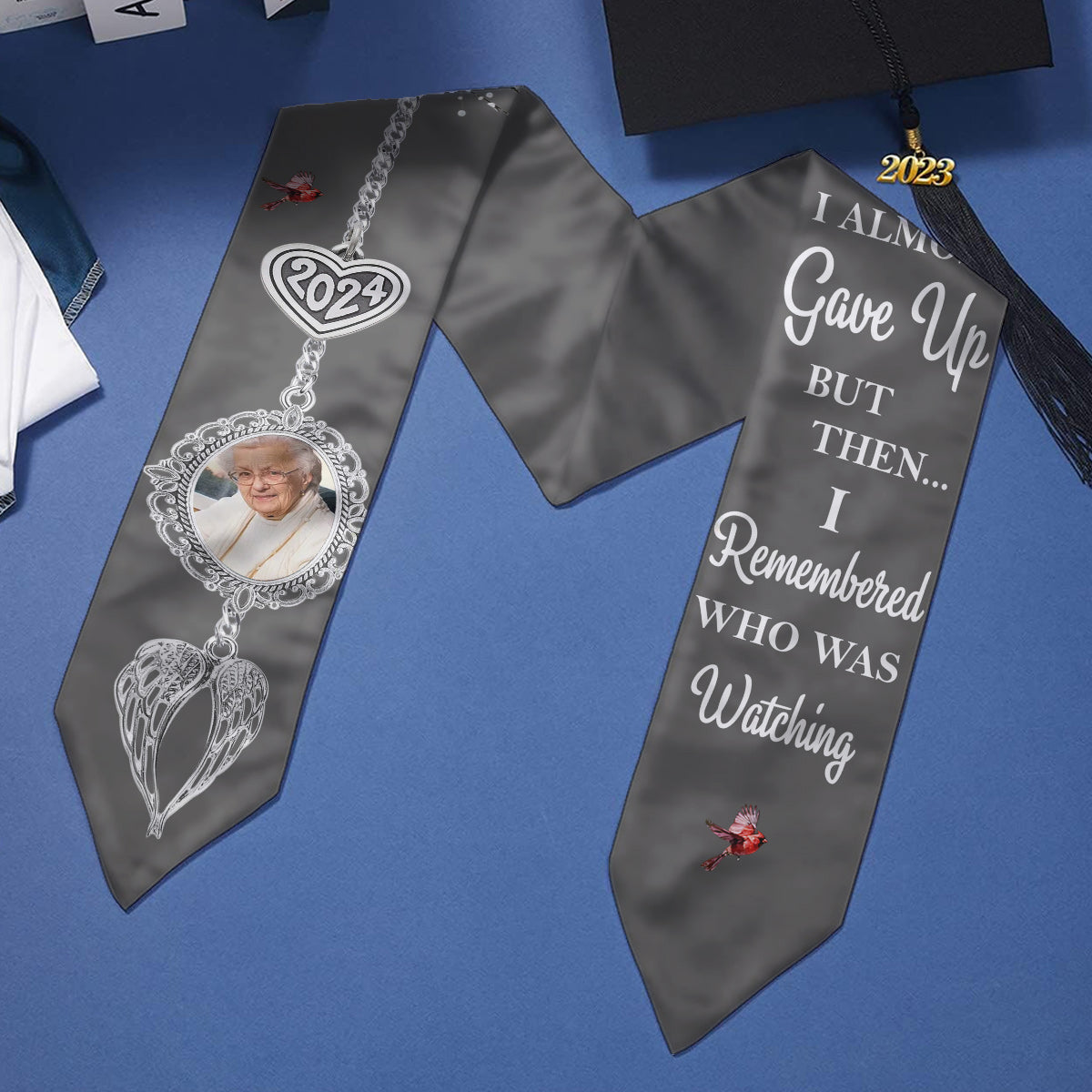I Almost Gave Up But Then I Remembered Who Was Watching - Personalized Graduation Graduation Stole