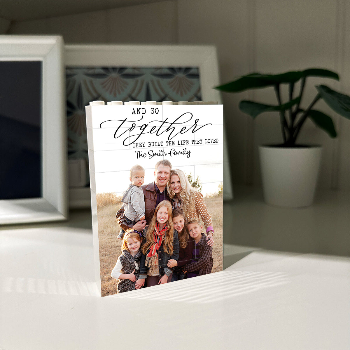 And So Together They Built The Life They Loved - Personalized Family One-sided Vertical Rectangle Building Brick Blocks