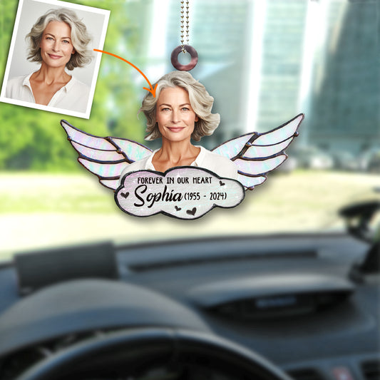 Forever In Our Heart - Personalized Memorial Transparent Car Ornament