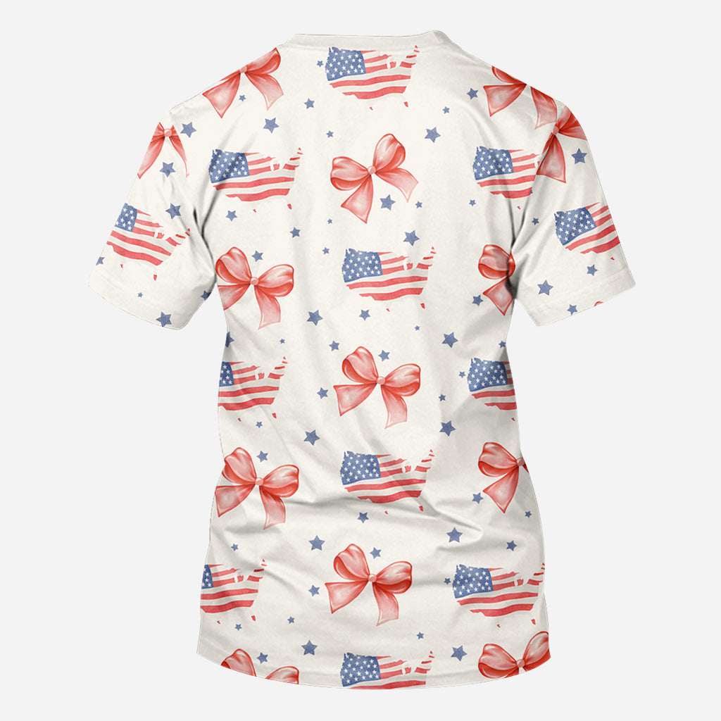 Coquette American Girl - Personalized Independence Day/ 4th of July All Over Shirt