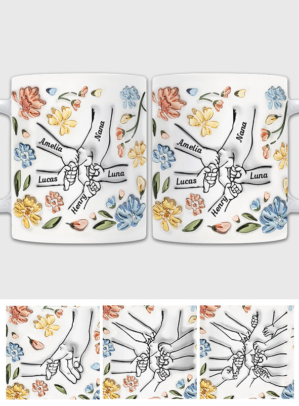 Mom's Love Hands Holding - Personalized Mother Mug