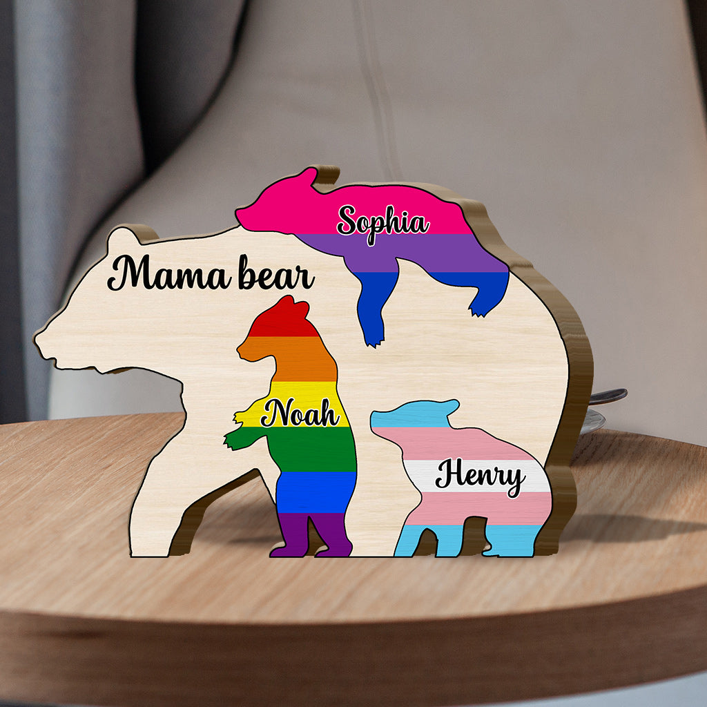 Proud Mama Bear - Personalized LGBT Support Shaped Wooden Puzzle