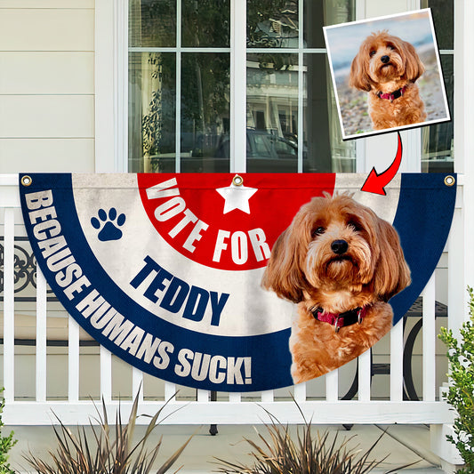 Vote For My Fur Baby Any Photo - Personalized Dog Pleated Fan Flag