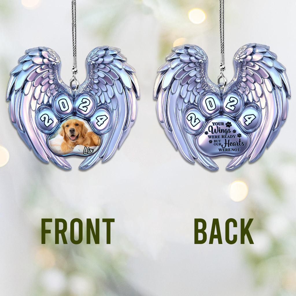 Your Wings Were Ready But My Heart Were Not - Personalized Dog Car Ornament