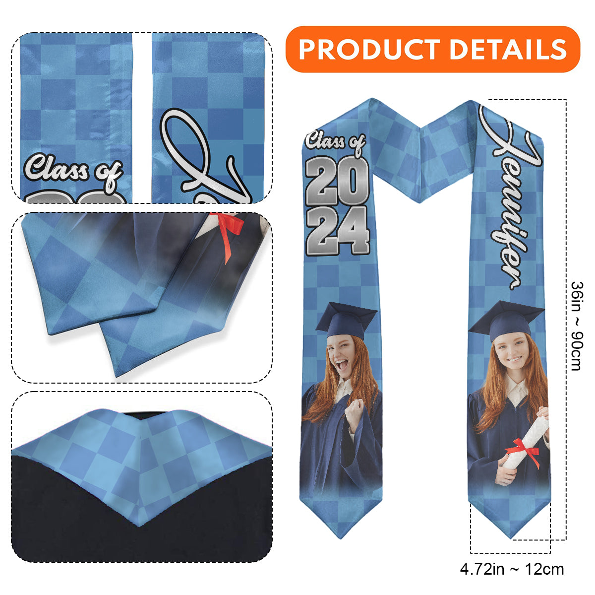 Photo Custom Graduation Stole Sash - Personalized Graduation Graduation Stole