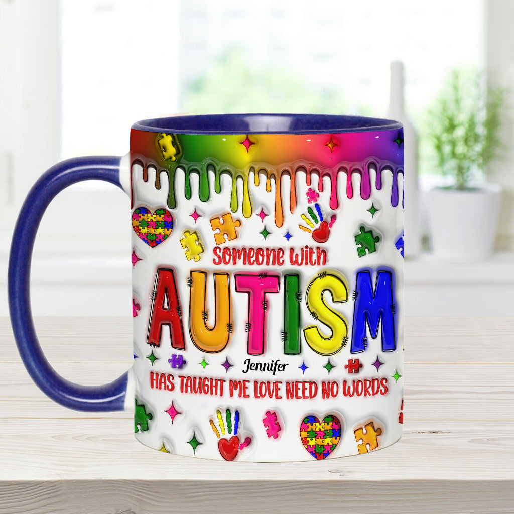 Love Need No Words - Personalized Autism Awareness Accent Mug