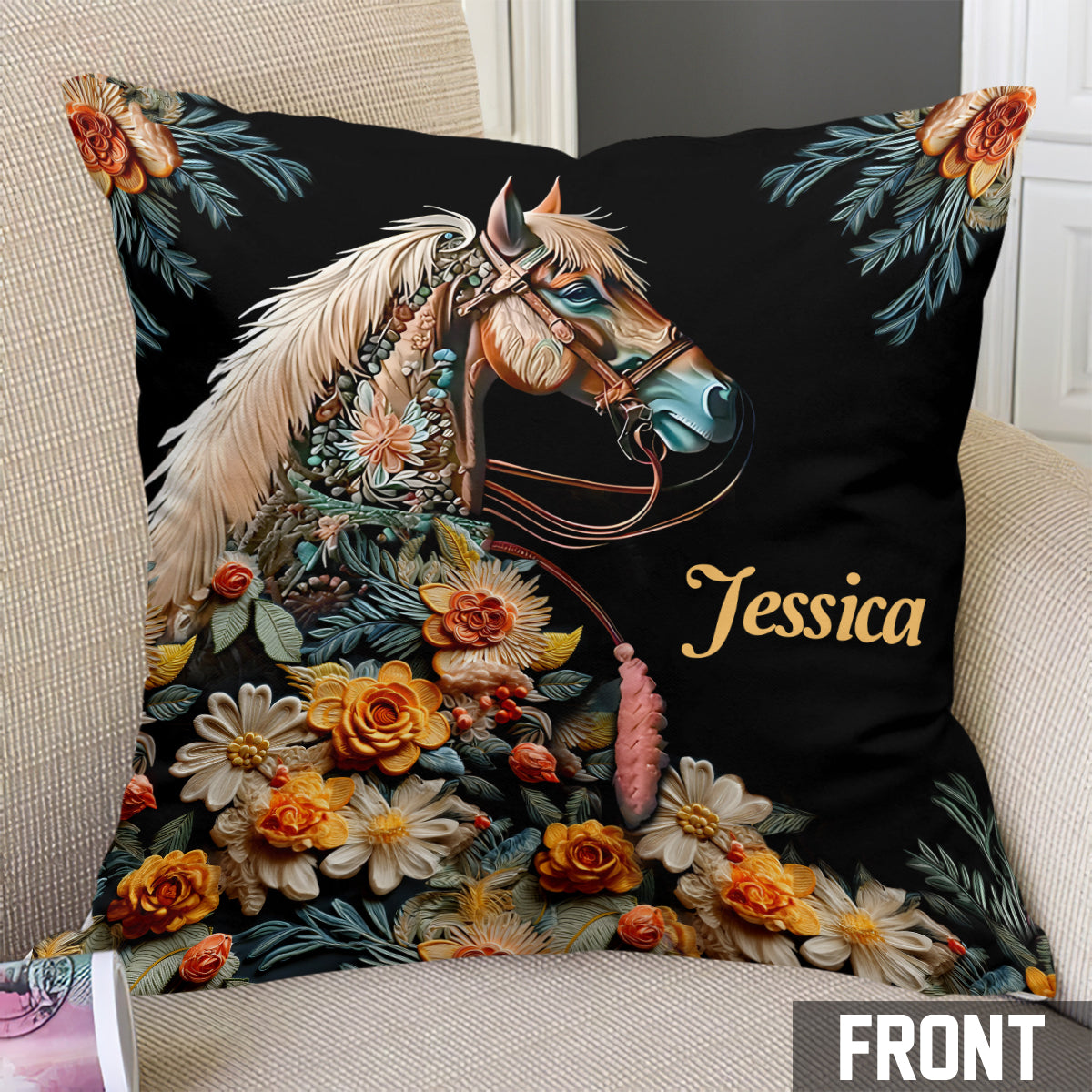 Love Horses - Personalized Horse Throw Pillow