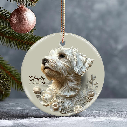 In Loving Memory - Personalized Dog Ceramic Circle Ornament