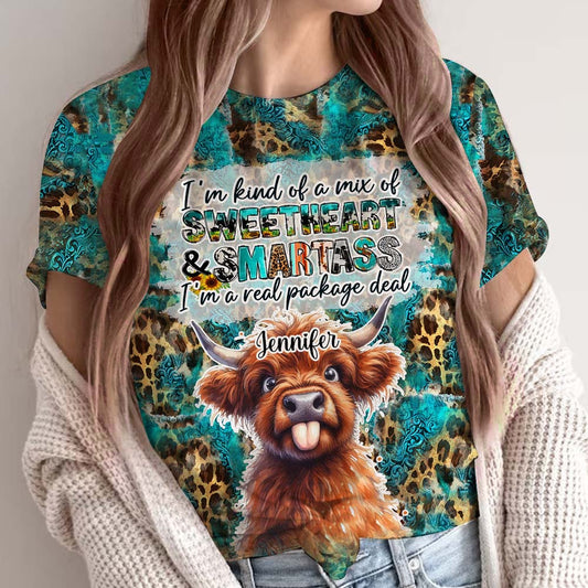 Sassy Highland Cow - Personalized All Over Shirt