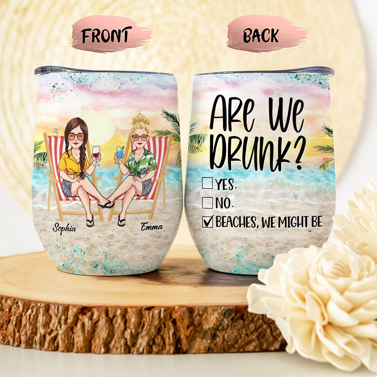 Are We Drunk Beach We Might Be - Personalized Sea Lover Wine Tumbler