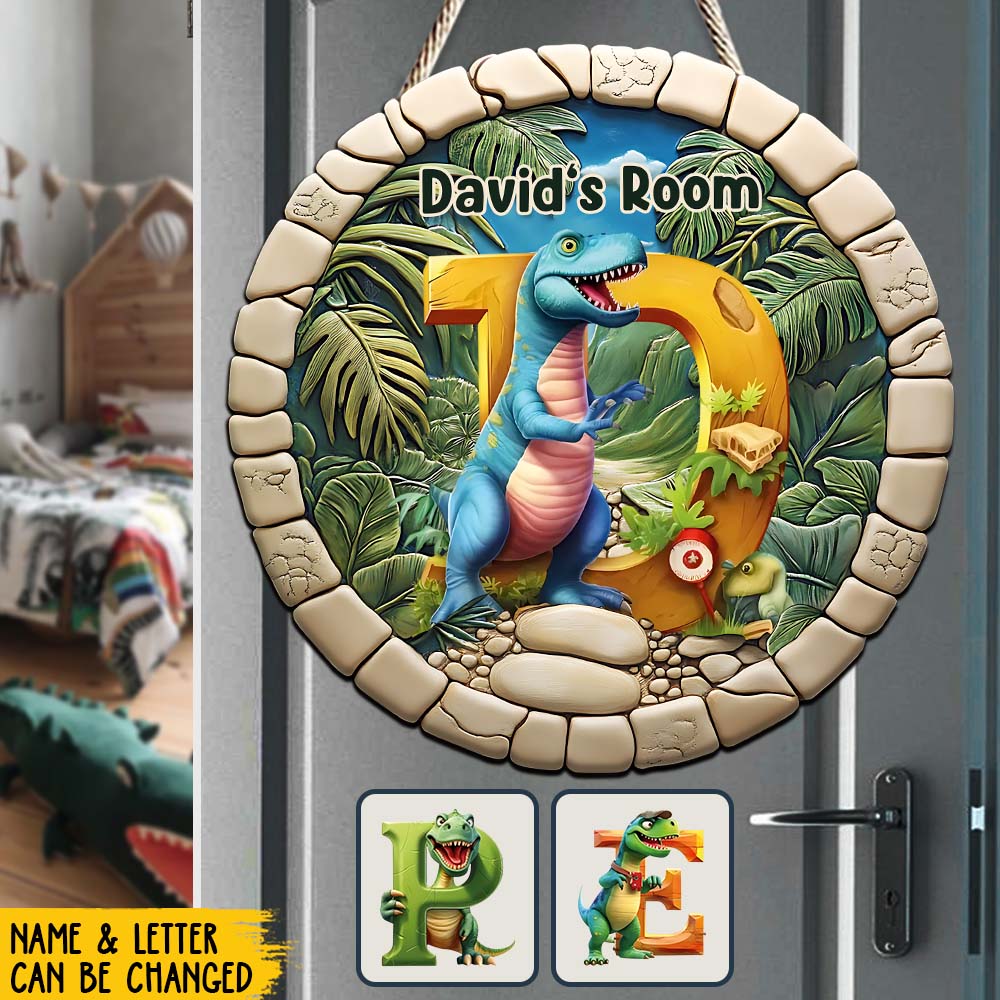 Dinosaur Letter - Personalized Kid Custom Shaped Wood Sign