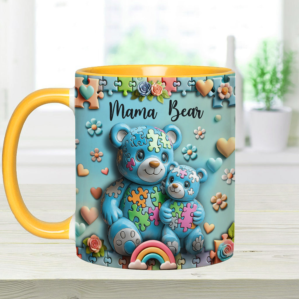 Mama Bear - Personalized Autism Awareness Accent Mug
