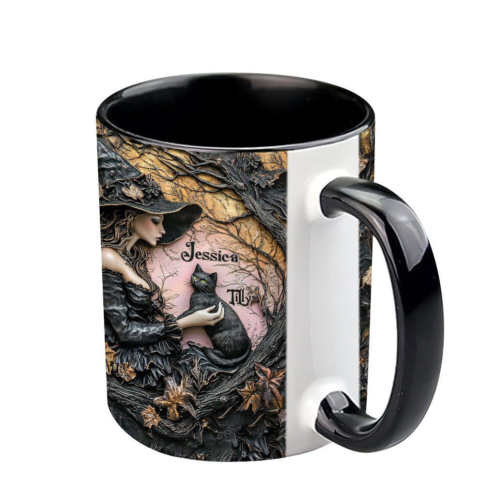 A Witch And Her Black Cat It's A Beautiful Thing - Personalized Witch Accent Mug