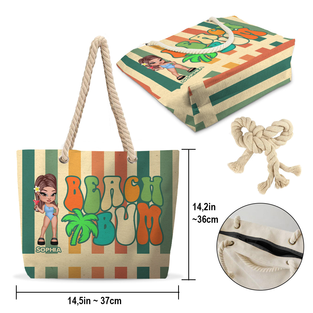 Beach Bum - Personalized Sea Lover Beach Bag