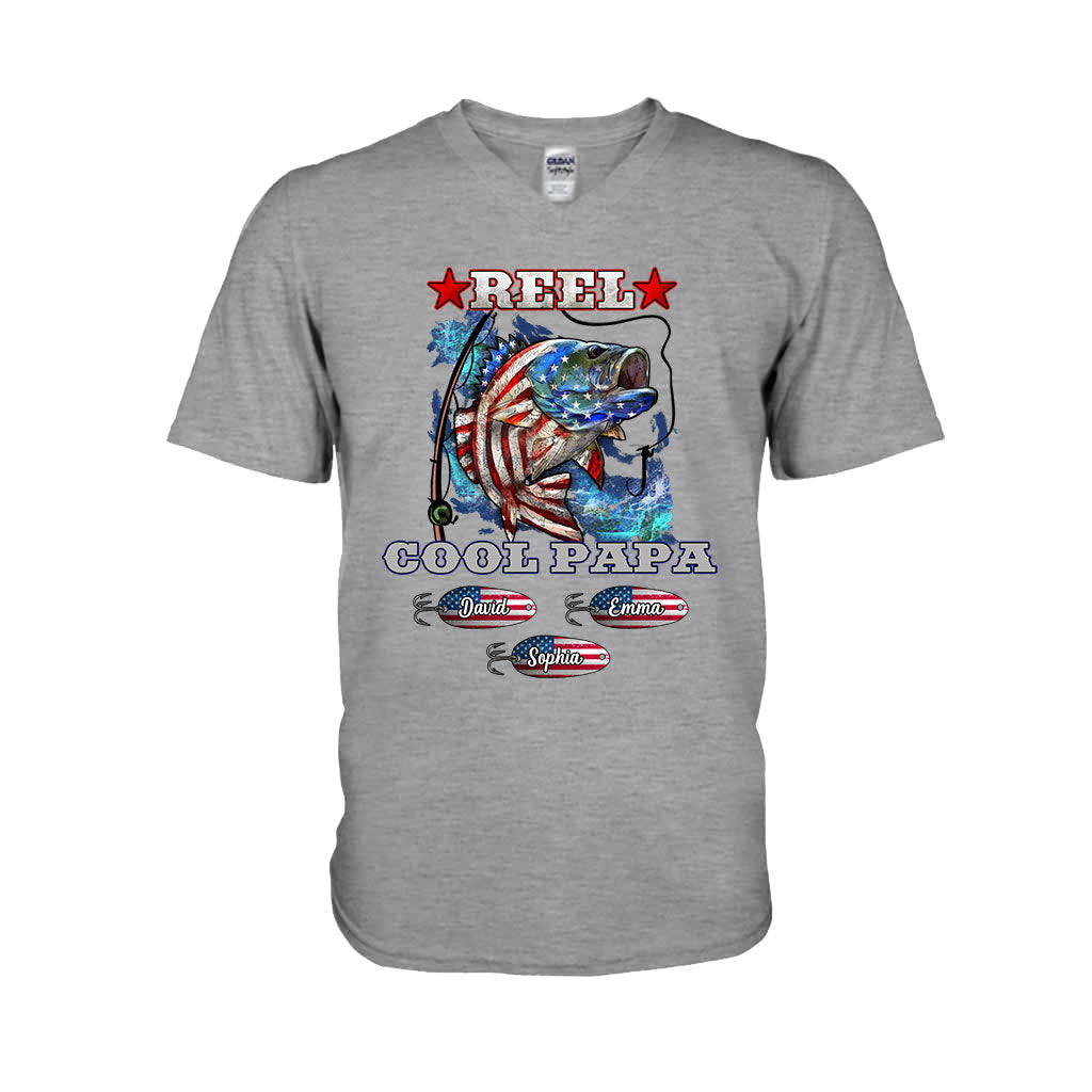 Reel Cool Papa Dad Uncle - Personalized Fishing T-shirt And Hoodie