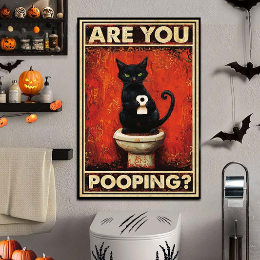 Are You P00ping? - Black Cat Canvas And Poster